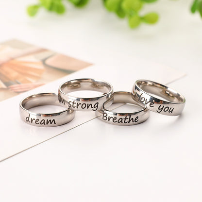 I Am Strong Stainless Steel Ring 6mm Titanium Steel Ring