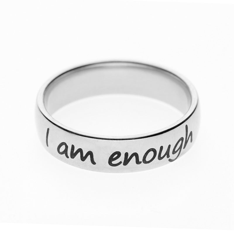 I Am Strong Stainless Steel Ring 6mm Titanium Steel Ring