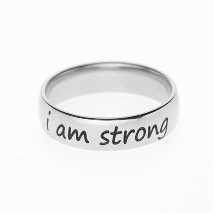 I Am Strong Stainless Steel Ring 6mm Titanium Steel Ring